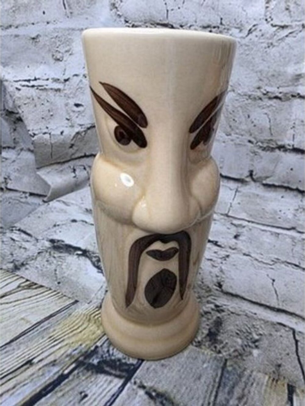 Vintage Ceramic Fu Manchu Face Tiki Mug Cocktail Porcelain Cup China Appx 7.25"